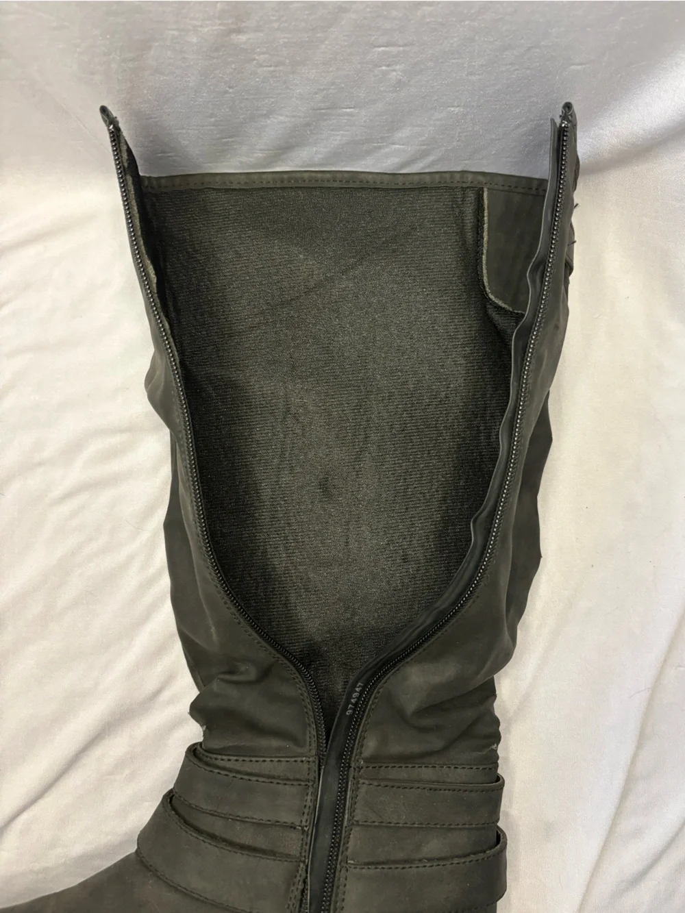 Women’s Grey Knee-High Buckle Boots